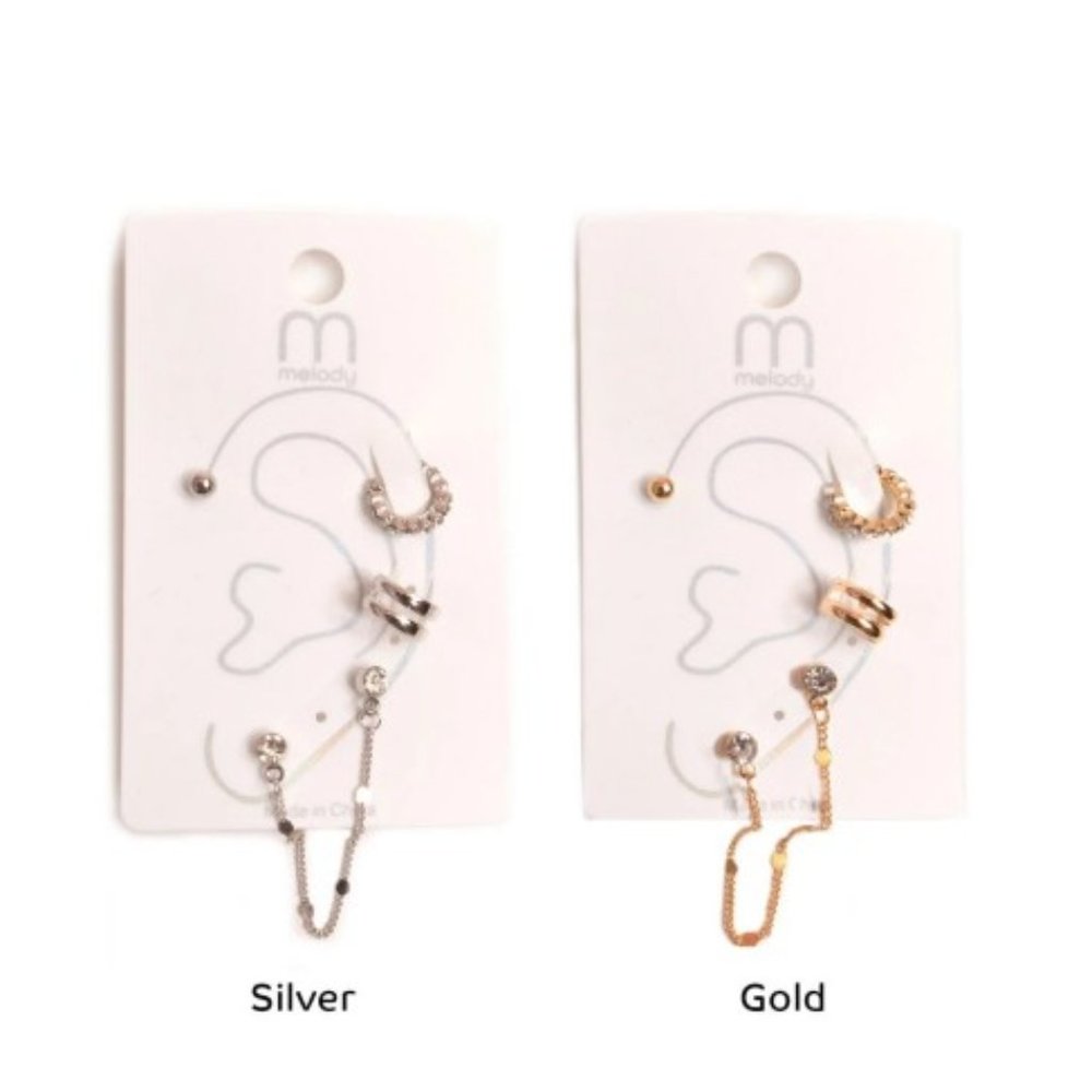New - Let It Shine Ear Cuff  Set- Silver Tone